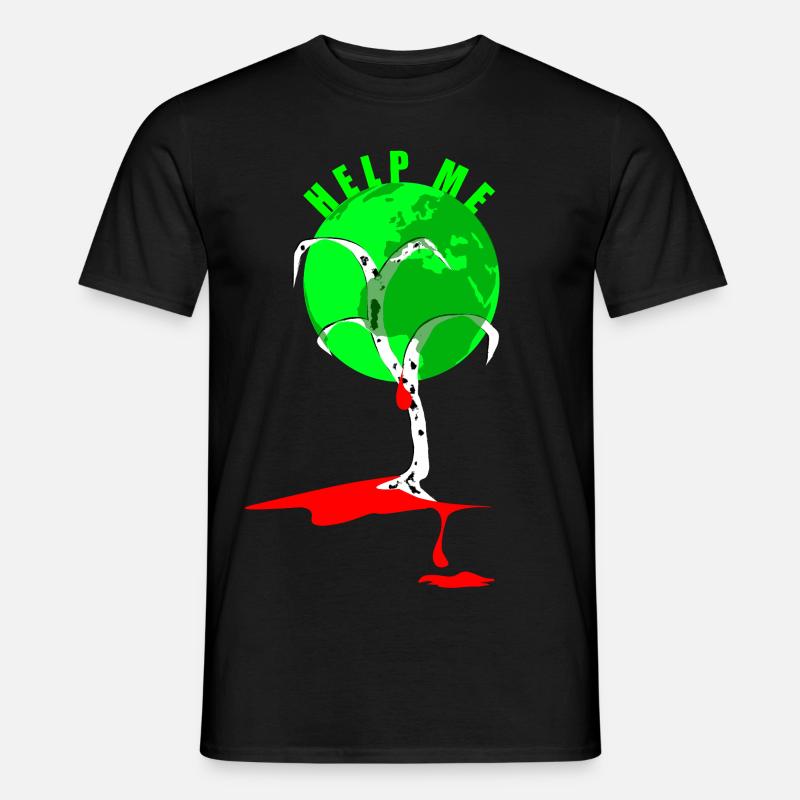 help me - Baum Erde - Männer T-Shirt - Schwarz