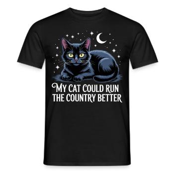 Meine Katze würde das Land besser regieren - Männer T-Shirt - Schwarz - Vorne - AI Model Male 178 light (178cm)