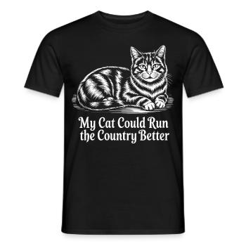 Meine Katze würde das Land besser regieren - Männer T-Shirt - Schwarz - Vorne - AI Model Male 178 light (178cm)