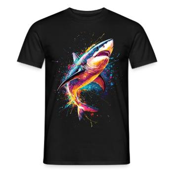 Shark Pop Art Colorful Color - Men's T-Shirt - black - Front - AI Model Male 178 light (178cm)