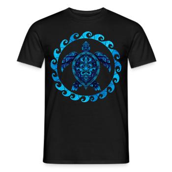 Stained Glass Hawaiian Maori Sea Turtle - Men's T-Shirt - black - Front - AI Model Male 178 light (178cm)
