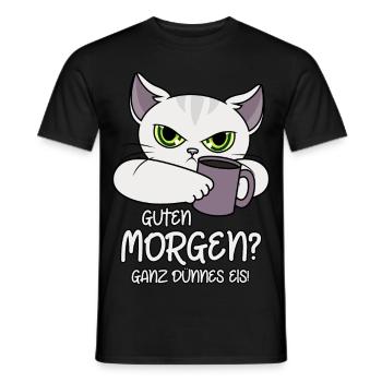 Guten Morgen Ganz dünnes Eis Sprüche lustige Katze - Männer T-Shirt - Schwarz - Vorne - AI Model Male 178 light (178cm)