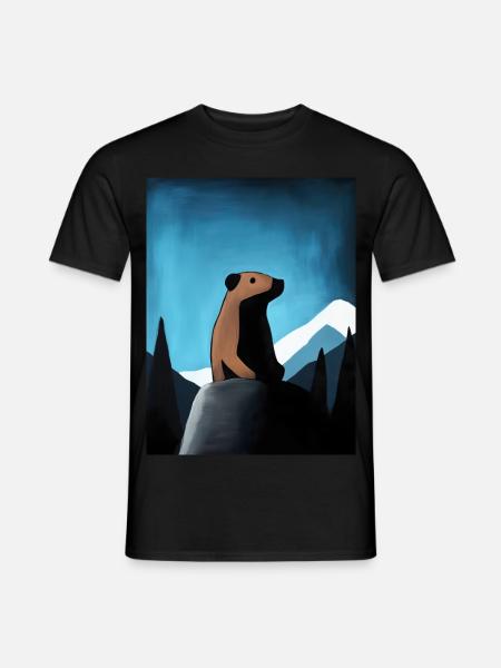 Marmot in Mountain Landscape | Painting - Männer T-Shirt - Schwarz