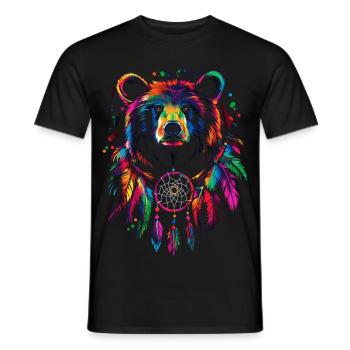 Ours avec attrape-rêves - T-shirt homme - noir - Devant - AI Model Male 178 light (178cm)