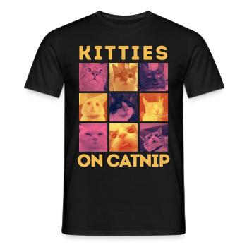 Cats on Catnip – Funny Meme Design - Men's T-Shirt - black - Front - AI Model Male 178 light (178cm)
