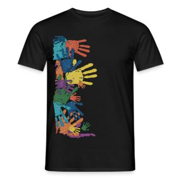 HANDS OF TOUCH - Men's T-Shirt - black - Front - AI Model Male 178 light (178cm)