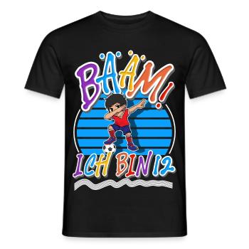 12. Geburtstag Kinder Fußball - Männer T-Shirt - Schwarz - Vorne - AI Model Male 178 light (178cm)