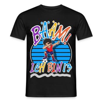 13. Geburtstag Kinder Fußball - Männer T-Shirt - Schwarz - Vorne - AI Model Male 178 light (178cm)