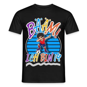 14. Geburtstag Kinder Fußball - Männer T-Shirt - Schwarz - Vorne - AI Model Male 178 light (178cm)
