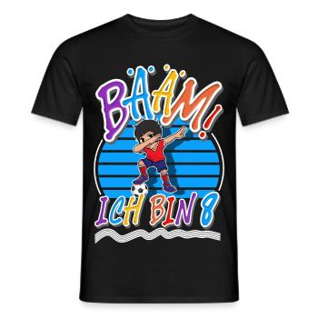 8. Geburtstag Kinder Fußball - Männer T-Shirt - Schwarz - Vorne - AI Model Male 178 light (178cm)