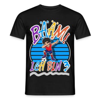 3. Geburtstag Kinder Fußball - Männer T-Shirt - Schwarz - Vorne - AI Model Male 178 light (178cm)