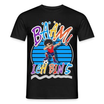 5. Geburtstag Kinder Fußball - Männer T-Shirt - Schwarz - Vorne - AI Model Male 178 light (178cm)