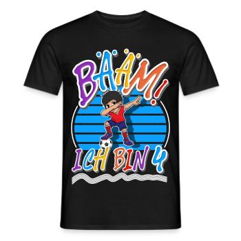 4. Geburtstag Kinder Fußball - Männer T-Shirt - Schwarz - Vorne - AI Model Male 178 light (178cm)
