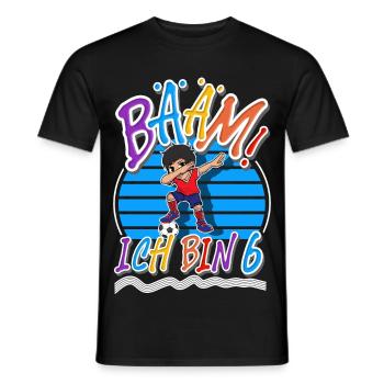 6. Geburtstag Kinder Fußball - Männer T-Shirt - Schwarz - Vorne - AI Model Male 178 light (178cm)