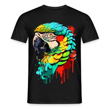 Parrot Colorful - Macaw Parrot - Exotic Birds - Men's T-Shirt - black - Front - AI Model Male 178 light (178cm)