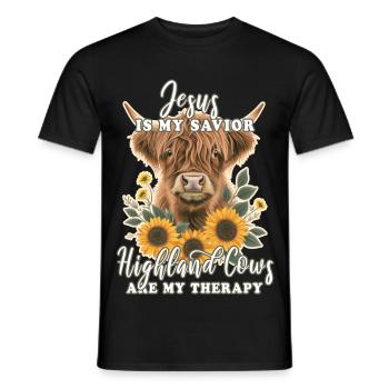 Hochlandrind Christlicher Vers - Männer T-Shirt - Schwarz - Vorne - AI Model Male 178 light (178cm)