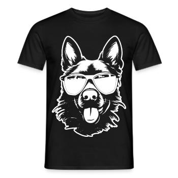 Lunettes de soleil berger allemand - T-shirt homme - noir - Devant - AI Model Male 178 light (178cm)