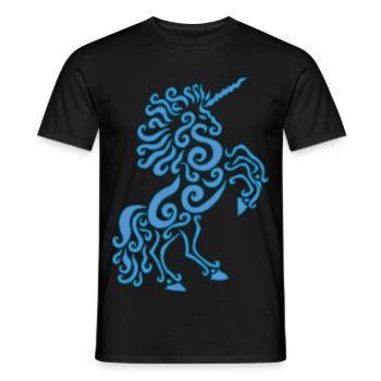 Blaues Einhorn Pferd - Männer T-Shirt - Schwarz - Vorne - AI Model Male 178 light (178cm)