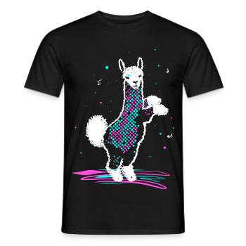 Alpaca in 80s Disco Retro Style Funky Alpaca - Men's T-Shirt - black - Front - AI Model Male 178 light (178cm)