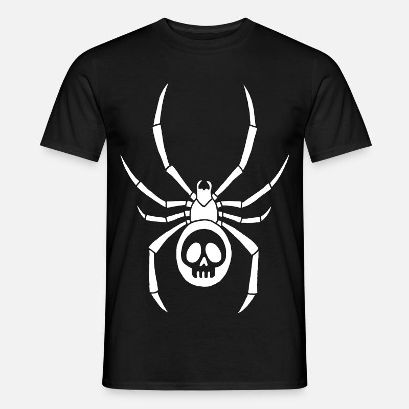 Weiße Spinne und Totenkopf - Männer T-Shirt - Schwarz