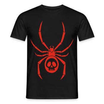 Red spider mite and skull - Men's T-Shirt - black - Front - AI Model Male 178 light (178cm)