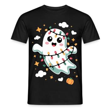 Doux fantôme avec des lumières de Noël - T-shirt homme - noir - Devant - AI Model Male 178 light (178cm)