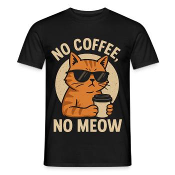 Coole Katze mit Sonnenbrille und Kaffeetasse - Männer T-Shirt - Schwarz - Vorne - AI Model Male 178 light (178cm)