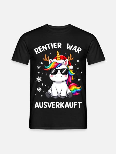 Rentier War Ausverkauft Einhorn Weihnachten - Männer T-Shirt - Schwarz