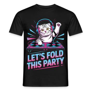DJ Humor Tier Schottisch Fold Chat - Männer T-Shirt - Schwarz - Vorne - AI Model Male 178 light (178cm)