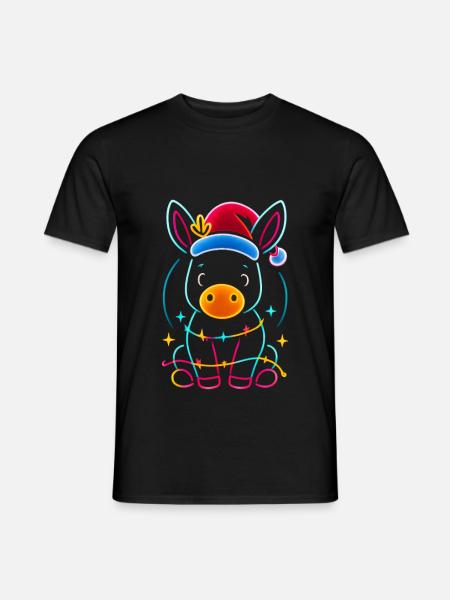 Donkey Elf Christmas Funny Gift - Men's T-Shirt - black