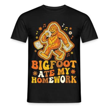 Bigfoot a mangé mes devoirs : École de mèmes - T-shirt homme - noir - Devant - AI Model Male 178 light (178cm)
