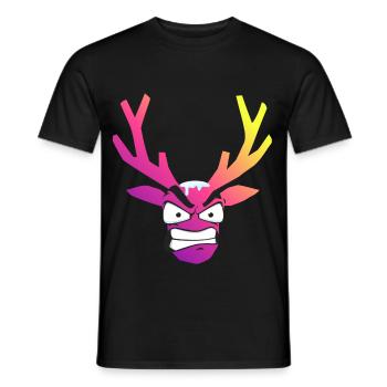 Furious Christmas Snow Deer Head - Men's T-Shirt - black - Front - AI Model Male 178 light (178cm)