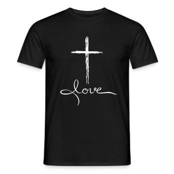 Cross of Love Script - Men's T-Shirt - black - Front - AI Model Male 178 light (178cm)