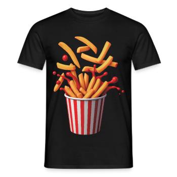 POP FRITES - Bellegique - Men's T-Shirt - black - Front - AI Model Male 178 light (178cm)