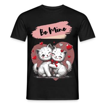 Be Mine Katzenkuscheln mit Herzen - Männer T-Shirt - Schwarz - Vorne - AI Model Male 178 light (178cm)