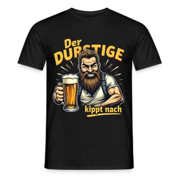 Der Durstige Bierheld - Männer T-Shirt - Schwarz - Vorne - AI Model Male 178 light (178cm)