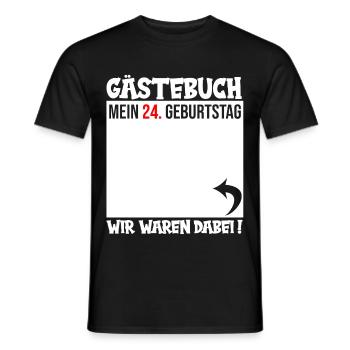 Gästebuch 24. Geburtstag - Männer T-Shirt - Schwarz - Vorne - AI Model Male 178 light (178cm)