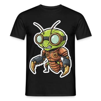 Betende Gottesanbeter-Steampunk-Kupferrüstung - Männer T-Shirt - Schwarz - Vorne - AI Model Male 178 light (178cm)