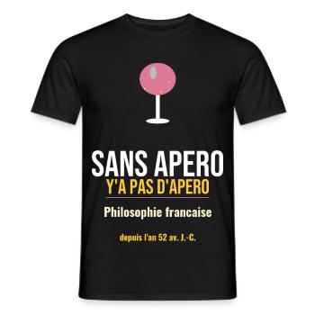 Sans Apero: Philosophie Française - T-shirt homme - noir - Devant - AI Model Male 178 light (178cm)