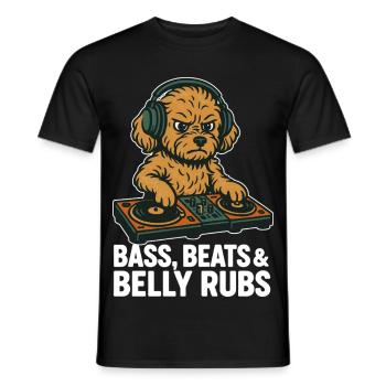 DJ Maltipoo : Basse, Beats & Belly Flats Design rétro - T-shirt homme - noir - Devant - AI Model Male 178 light (178cm)
