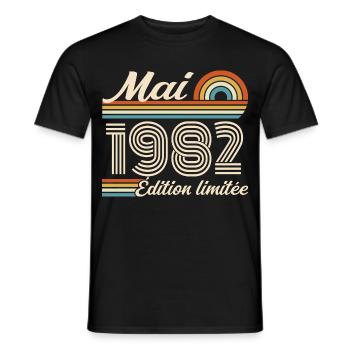 Mai 1982 - T-shirt homme - noir - Devant - AI Model Male 178 light (178cm)