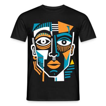 Visage cubiste coloré - T-shirt homme - noir - Devant - AI Model Male 178 light (178cm)