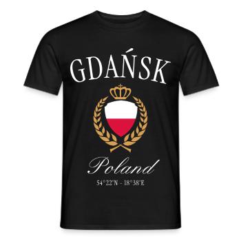 Danzig Polen Wappen Krone – Reise Souvenir - Männer T-Shirt - Schwarz - Vorne - AI Model Male 178 light (178cm)