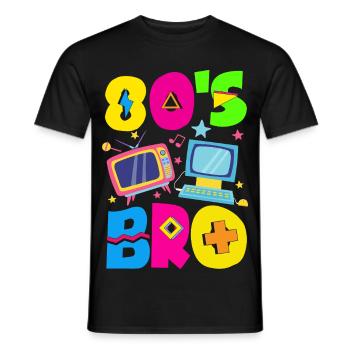 Retour rétro au design vintage des années 80 - T-shirt homme - noir - Devant - AI Model Male 178 light (178cm)