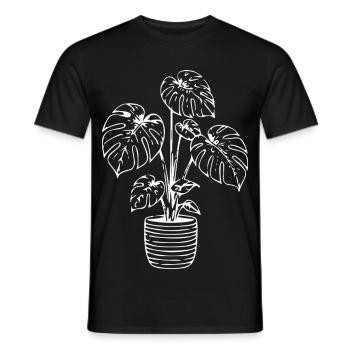 Monstera-Linienkunst auf Schwarz - Männer T-Shirt - Schwarz - Vorne - AI Model Male 178 light (178cm)