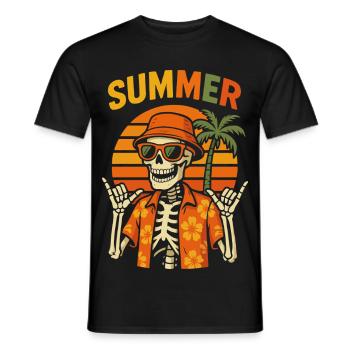Hawaiian Palm Summer Skeleton - Men's T-Shirt - black - Front - AI Model Male 178 light (178cm)