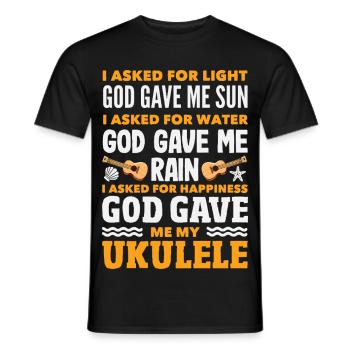 Designs et expressions amusantes de ukulélé - T-shirt homme - noir - Devant - AI Model Male 178 light (178cm)