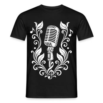 Vintage Retro Mikrofon – Musik Symbol Schwarzweiß - Männer T-Shirt - Schwarz - Vorne - AI Model Male 178 light (178cm)