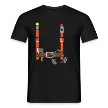 Firefighter costume, funny Halloween firefighter - Men's T-Shirt - black - Front - AI Model Male 178 light (178cm)