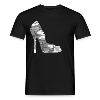 Heels Urban Camo Women's Camouflage High Heels - Men's T-Shirt - black - Front - AI Model Male 178 light (178cm)